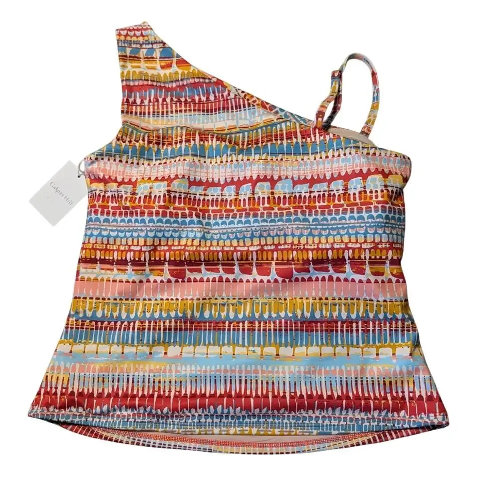 Garnet Hill Womens Size 14 High Tide One Shoulder Tankini Swimwear Top NWT